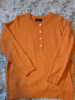Lane Bryant Orange Button-Front Knit Pullover